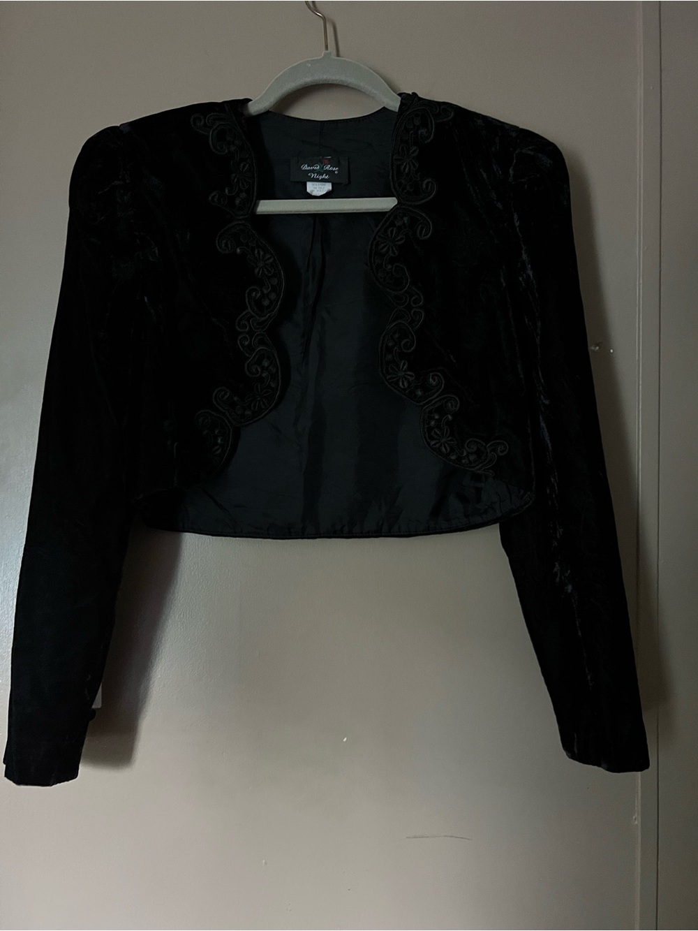 Vtg David rose black cropped bolero jacket
